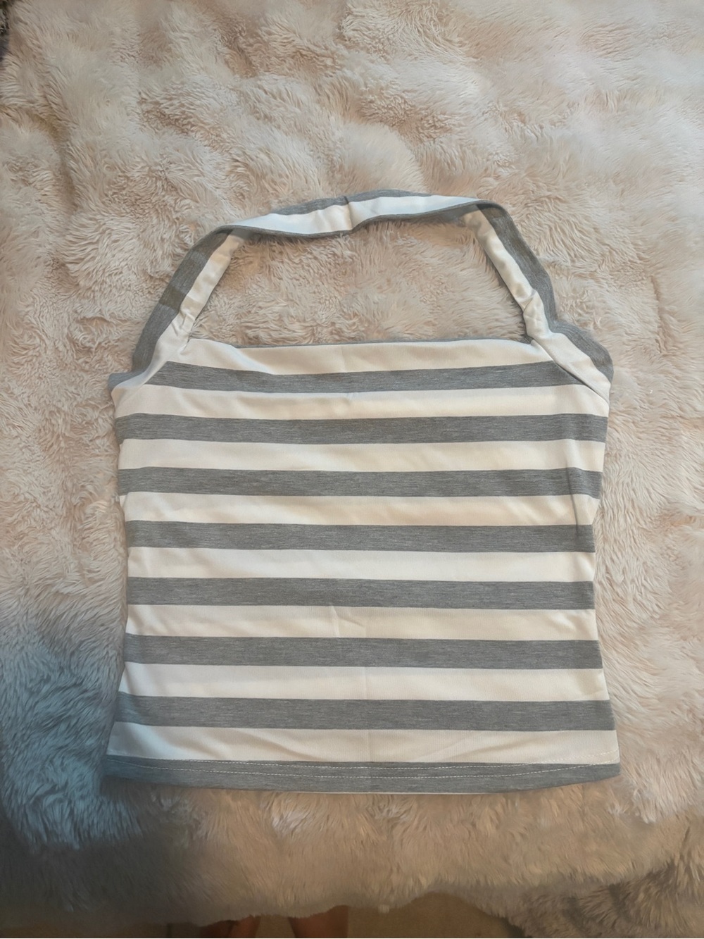 Striped Gray and White Halter Tank Top